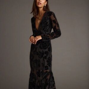12th Tribe Black Floral Long Sleeve Dress